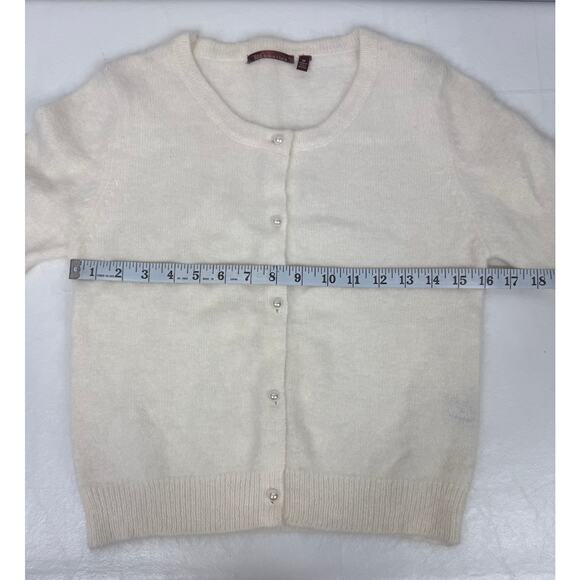 Vintage 525 America Angora Blend White Pearl Button Cardigan Size M - Picture 6 of 7
